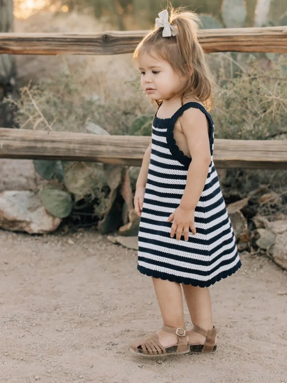 New!!! Striped Navy and White Knit Sundress for Girls